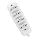 TOMADA EM BARRA QUADRUPLA 2P+T 10A 250V BRANCA - ILUMI