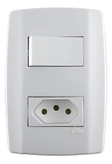 INTERRUPTOR 1 TECLA SIMPLES + TOMADA 10A  - ILUMI LEV