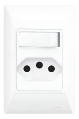 INTERRUPTOR 1 TECLA SIMPLES + TOMADA 20A + PLACA DE SOBREPOR - FAME