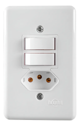 INTERRUPTOR 2 TECLAS SIMPLES + TOMADA 20A - ILUMI STYLUS