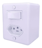 INTERRUPTOR 1 TECLA SIMPLES + TOMADA 20A SISTEMA X RETANGULAR - ILUMI