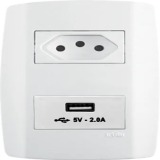 TOMADA 10A + TOMADA USB 2A - ILUMI SLIM