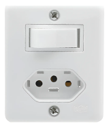 INTERRUPTOR 1 TECLA SIMPLES + TOMADA 10A SISTEMA X RETANGULAR - ILUMI